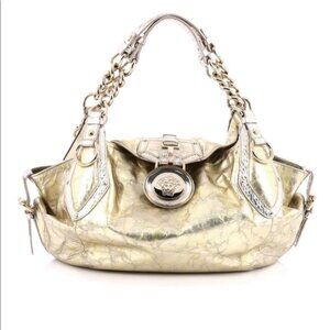Versace Metallic Leather Top Handle Bag – Gold